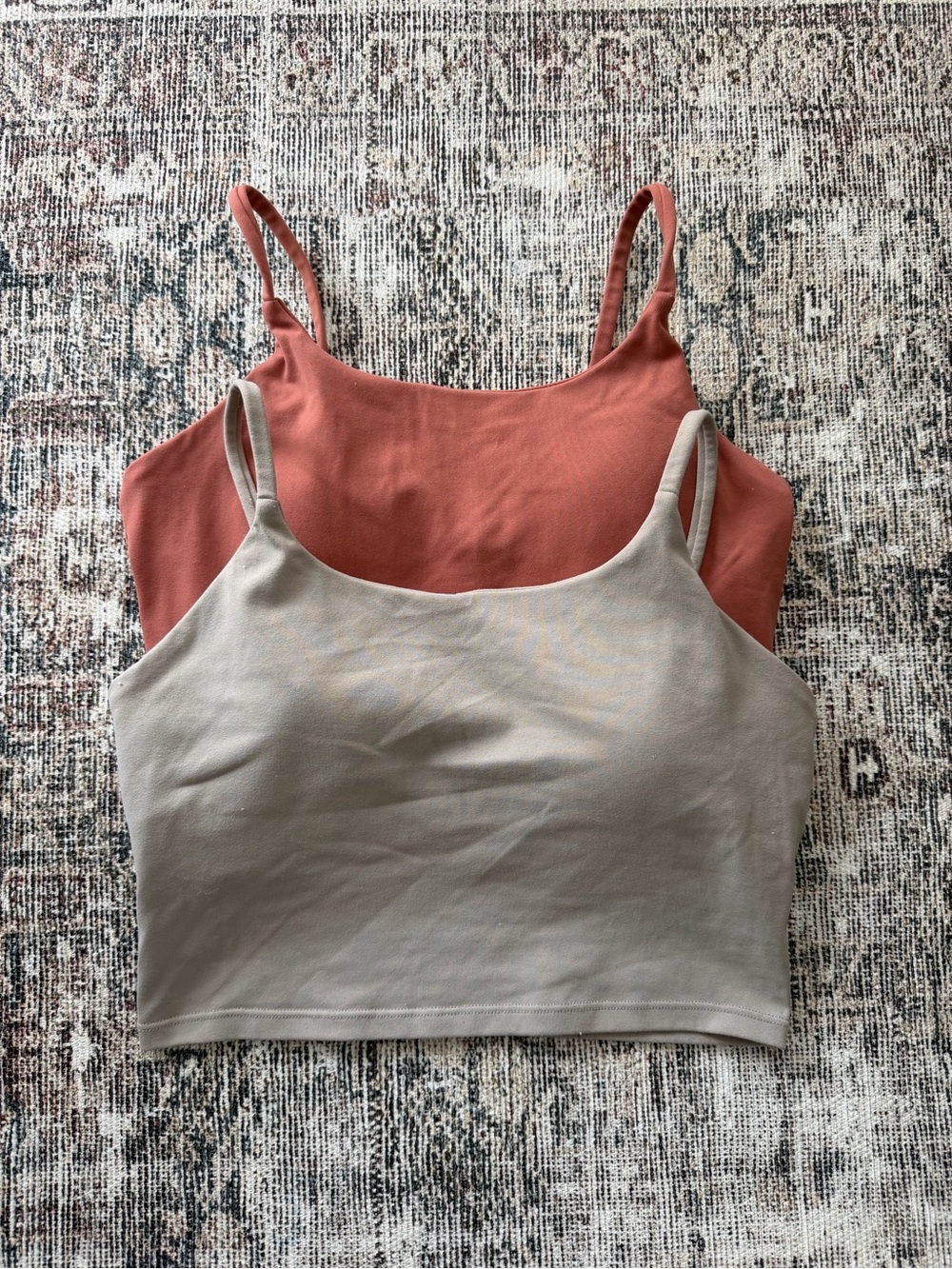 Women's Double Pack Tank Crop Top - Rust & Taupe